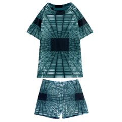 Abstract Perspective Background Kids  Swim Tee And Shorts Set