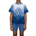 Nature Inspiration Trees Blue Kids  Short Sleeve Swimwear View1