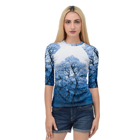 Nature Inspiration Trees Blue Quarter Sleeve Raglan Tee by Nexatart