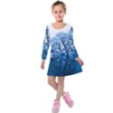 Nature Inspiration Trees Blue Kids  Long Sleeve Velvet Dress View1