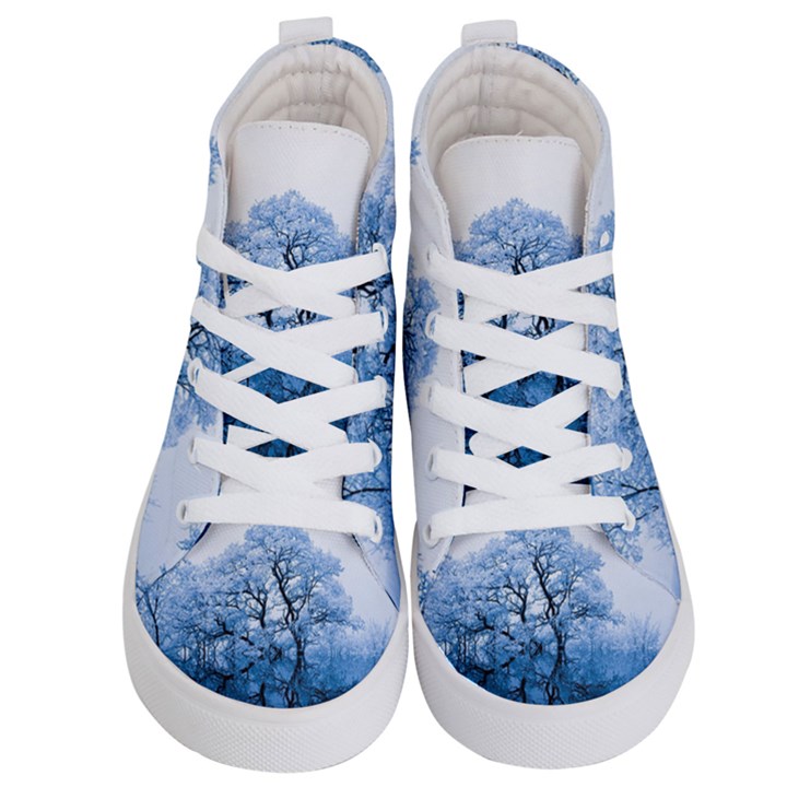 Nature Inspiration Trees Blue Kid s Hi-Top Skate Sneakers