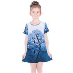 Nature Inspiration Trees Blue Kids  Simple Cotton Dress