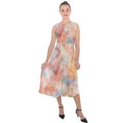 Wallpaper Design Abstract Midi Tie-back Chiffon Dress