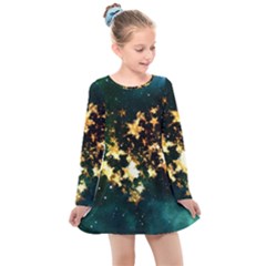 Heart Love Universe Space All Sky Kids  Long Sleeve Dress