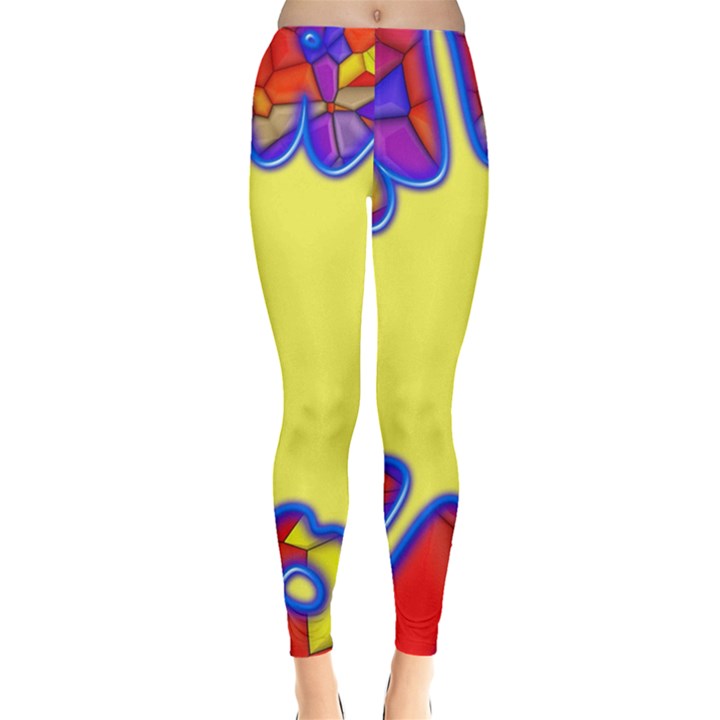 Embroidery Dab Color Spray Leggings 