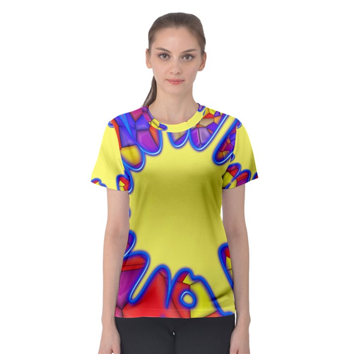 Embroidery Dab Color Spray Women s Sport Mesh Tee