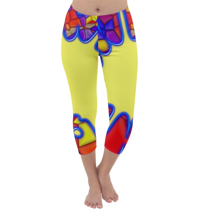 Embroidery Dab Color Spray Capri Winter Leggings 