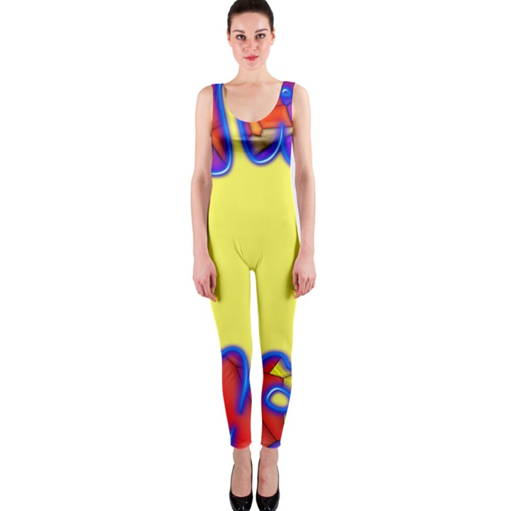 Embroidery Dab Color Spray One Piece Catsuit