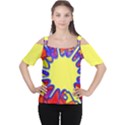 Embroidery Dab Color Spray Cutout Shoulder Tee View1