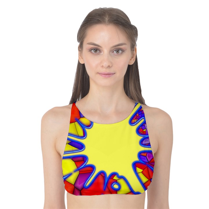 Embroidery Dab Color Spray Tank Bikini Top