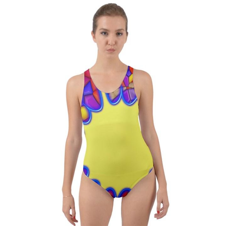 Embroidery Dab Color Spray Cut-Out Back One Piece Swimsuit