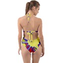 Embroidery Dab Color Spray Halter Cut-Out One Piece Swimsuit View2