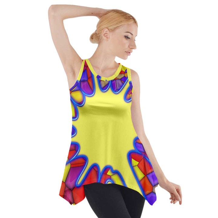 Embroidery Dab Color Spray Side Drop Tank Tunic