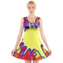 Embroidery Dab Color Spray V-Neck Sleeveless Dress View1