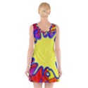 Embroidery Dab Color Spray V-Neck Sleeveless Dress View2