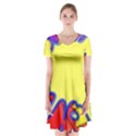 Embroidery Dab Color Spray Short Sleeve V-neck Flare Dress View1