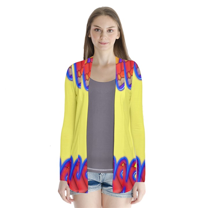 Embroidery Dab Color Spray Drape Collar Cardigan