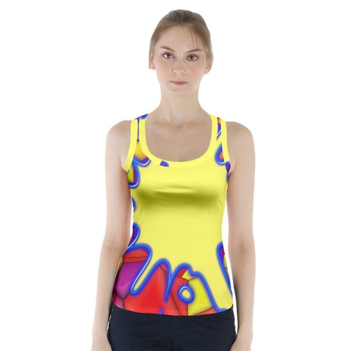 Embroidery Dab Color Spray Racer Back Sports Top