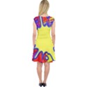 Embroidery Dab Color Spray Capsleeve Midi Dress View2