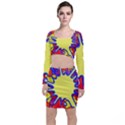 Embroidery Dab Color Spray Long Sleeve Crop Top & Bodycon Skirt Set View1