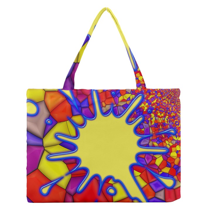 Embroidery Dab Color Spray Zipper Medium Tote Bag