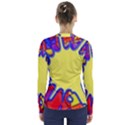 Embroidery Dab Color Spray V-Neck Long Sleeve Top View2