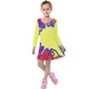 Embroidery Dab Color Spray Kids  Long Sleeve Velvet Dress View1