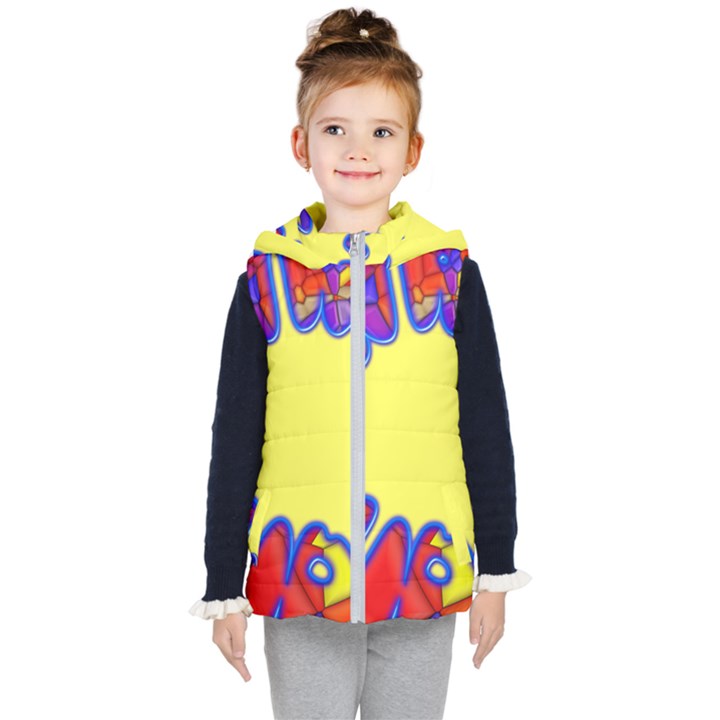 Embroidery Dab Color Spray Kid s Hooded Puffer Vest