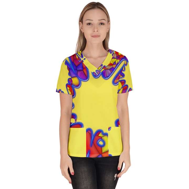 Embroidery Dab Color Spray Scrub Top