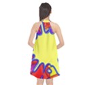 Embroidery Dab Color Spray Halter Neckline Chiffon Dress  View2