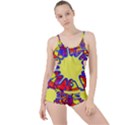 Embroidery Dab Color Spray Boyleg Tankini Set  View1