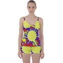 Embroidery Dab Color Spray Tie Front Two Piece Tankini View1