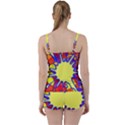 Embroidery Dab Color Spray Tie Front Two Piece Tankini View2