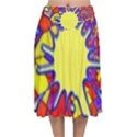 Embroidery Dab Color Spray Velvet Flared Midi Skirt View1