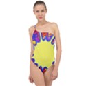 Embroidery Dab Color Spray Classic One Shoulder Swimsuit View1