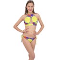 Embroidery Dab Color Spray Cross Front Halter Bikini Set View1