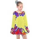 Embroidery Dab Color Spray Kids  Long Sleeve Dress View1