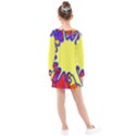 Embroidery Dab Color Spray Kids  Long Sleeve Dress View2