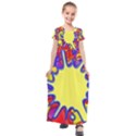 Embroidery Dab Color Spray Kids  Short Sleeve Maxi Dress View1