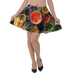 Color Box Colorful Art Artwork Velvet Skater Skirt by Nexatart