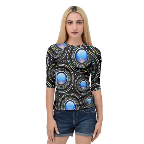 Background Abstract Glossy Blue Quarter Sleeve Raglan Tee by Nexatart