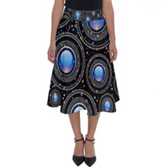 Background Abstract Glossy Blue Perfect Length Midi Skirt by Nexatart