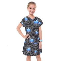 Background Abstract Glossy Blue Kids  Drop Waist Dress by Nexatart