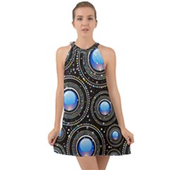 Background Abstract Glossy Blue Halter Tie Back Chiffon Dress by Nexatart