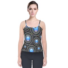 Background Abstract Glossy Blue Velvet Spaghetti Strap Top