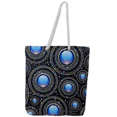 Background Abstract Glossy Blue Full Print Rope Handle Tote (large) by Nexatart