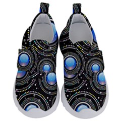 Background Abstract Glossy Blue Velcro Strap Shoes