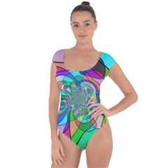 Retro Wave Background Pattern Short Sleeve Leotard  by Nexatart