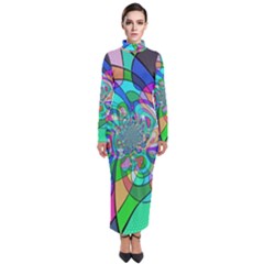 Retro Wave Background Pattern Turtleneck Maxi Dress