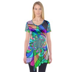 Retro Wave Background Pattern Short Sleeve Tunic  by Nexatart